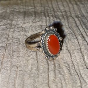 925 Sterling silver vintage ring carnelian